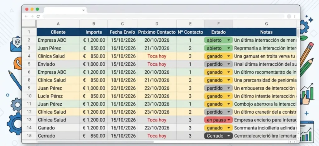 Ejemplo de seguimiento de clientes